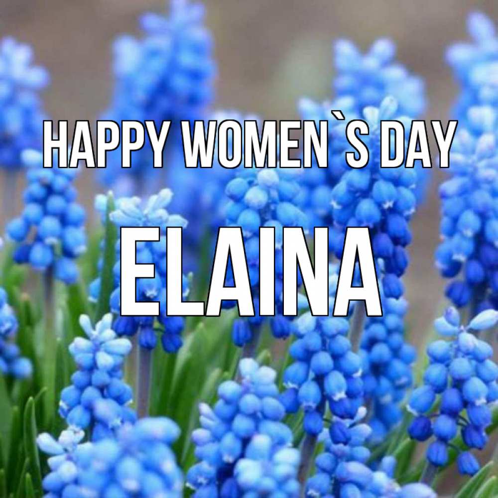 Greetings card с именем, Elaina happy women`s day Поздравительная открытка для женщин с цветами на праздничную дату Greetings with text for free download 